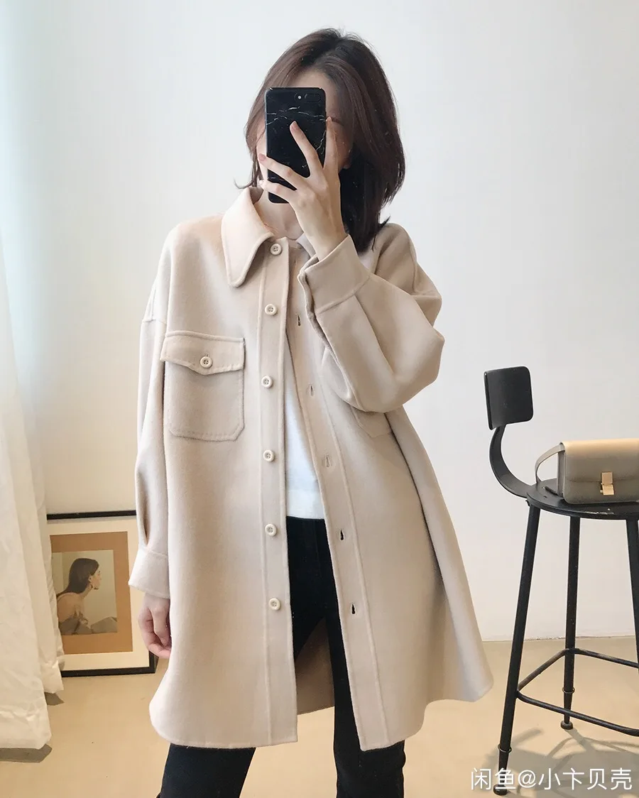 2018 осеннее женское модное шерстяное пальто с двойным лицом | Женская одежда