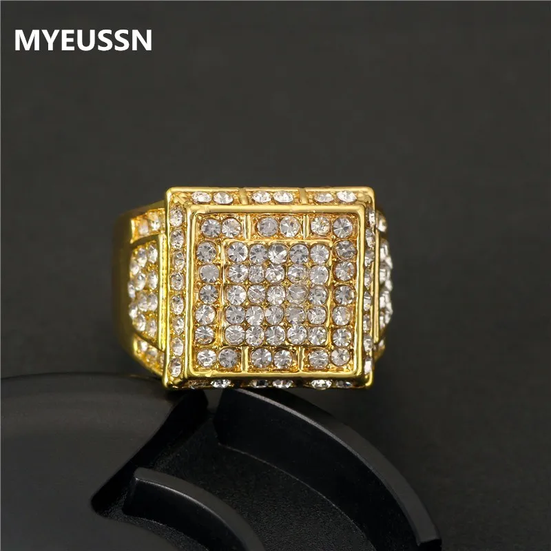 Мужское кольцо роскошное модное Золотое кубический цирконий для жениха свадьбы