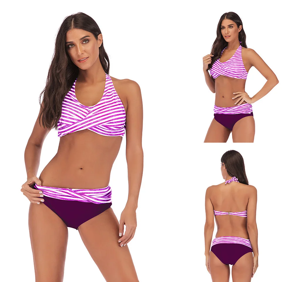 Твист полосатое бикини Винтаж стринги купальник плюс Размеры купальники 5xl Лето