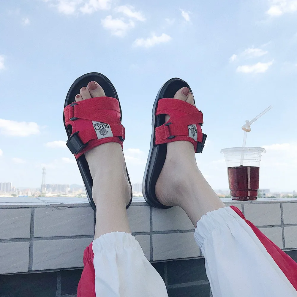 2019 корейская версия прозрачных плёнок ПВХ тапочки плоские повседневные