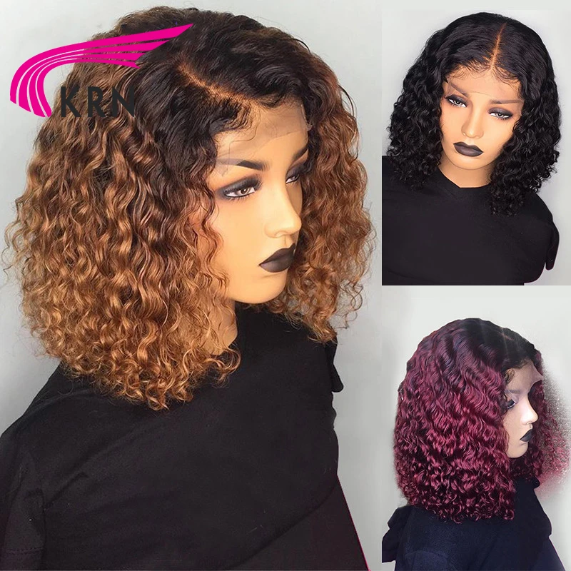 КРН 13х6 кружева фронта вьющиеся человеческие волосы парики Remy с ребенка preprucked