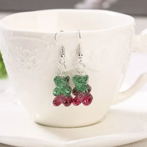 1 пара женских висячих сережек с блестками Gummy Bear разноцветные полимерные модные серьги с подвесками ювелирные изделия Diy - Окраска металла: as picture