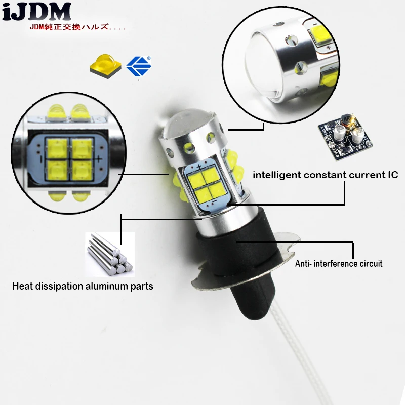 Ijdm 6000 К белый 20 SMD XB D H3 светодио дный замена лампы для автомобиля противотуманные
