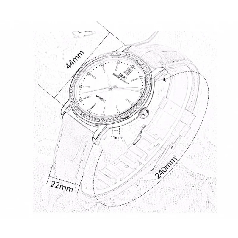 

IBSO 2019 Luxury Brand Leather Strap Woman Watches Fashion Crystal Diamond Quartz watches Montre Femme