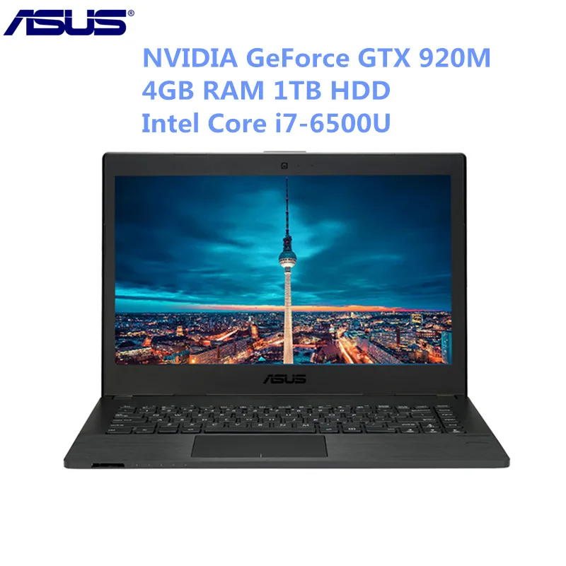 Ноутбук ASUS 14 дюймов Windows 10 Pro Intel Core i7-6500U двухъядерный 2 5 ГГц 4 Гб ОЗУ 1 ТБ HDD