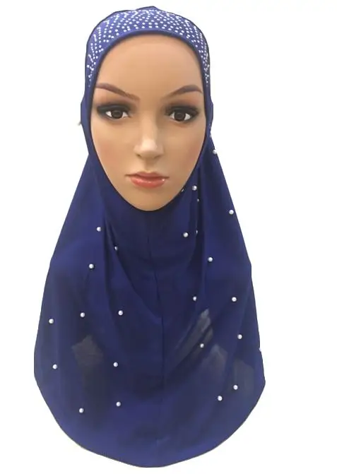 Royal Blue Одна штука Amira мусульманский женский хиджаб шляпа бисер головной платок обертывание исламский головной убор тюрбан полное покрытие Niquabs шляпа Мода - Цвет: Royal Blue