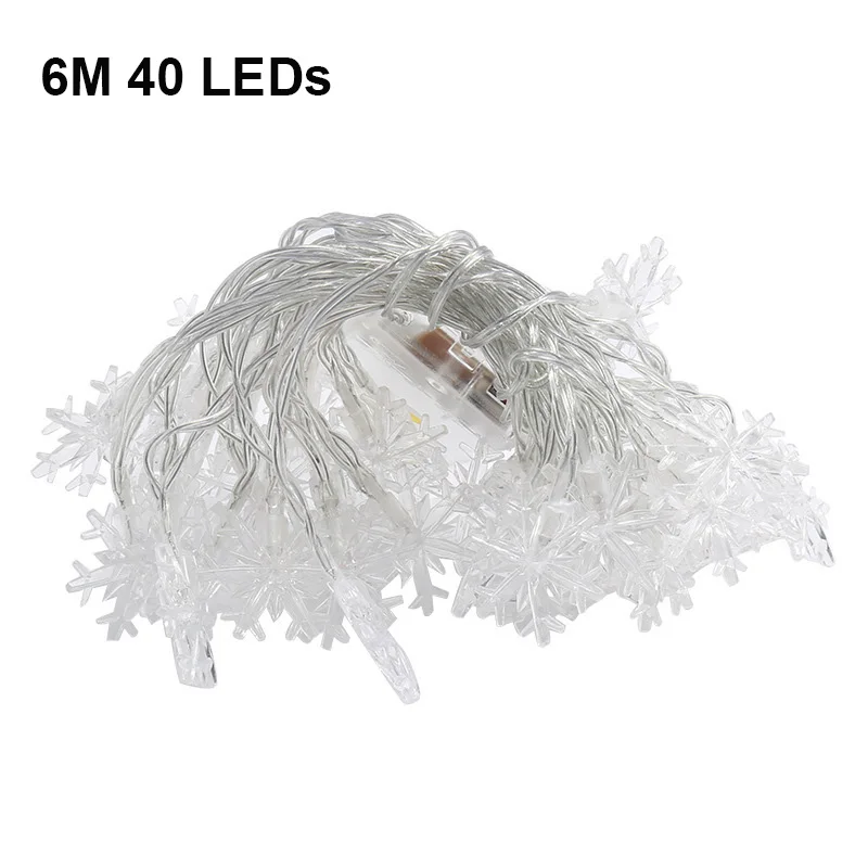 6m 40leds Сказочный светильник s светодиодный Декоративный Рождественский светильник s наружная домашняя гирлянда Праздничные рождественские вечерние гирлянды на День святого Валентина декоративный Снежный светильник - Испускаемый цвет: 6m 40leds