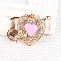 arrow pink love heart charm new cute crystal rhinestone pendant purse handbag key ring chain favorite exquisite birthday gift