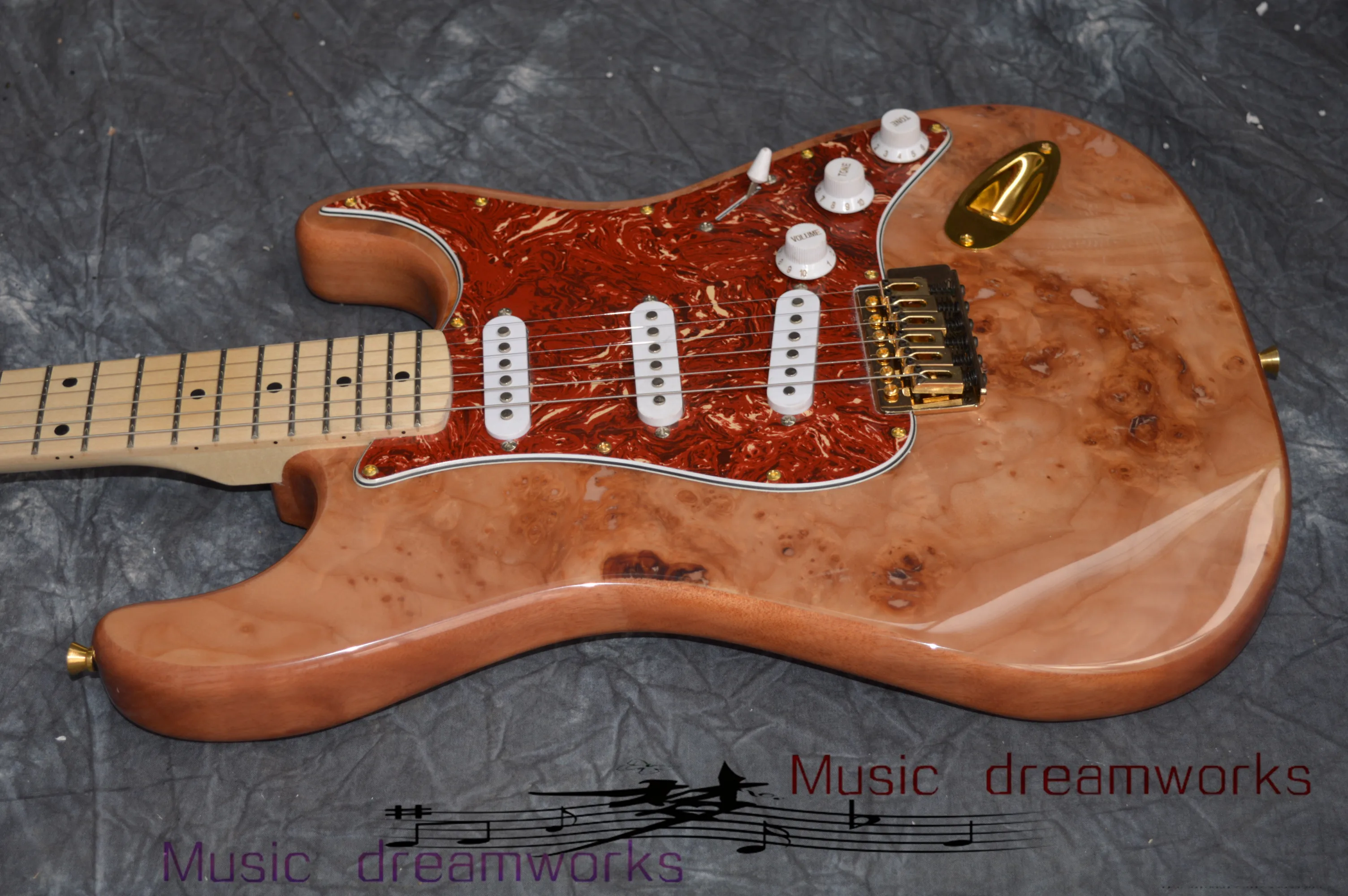 Китай firehawk электрогитара F s T электрическая гитара spalted дерево красное дерево корпус Золотое оборудование