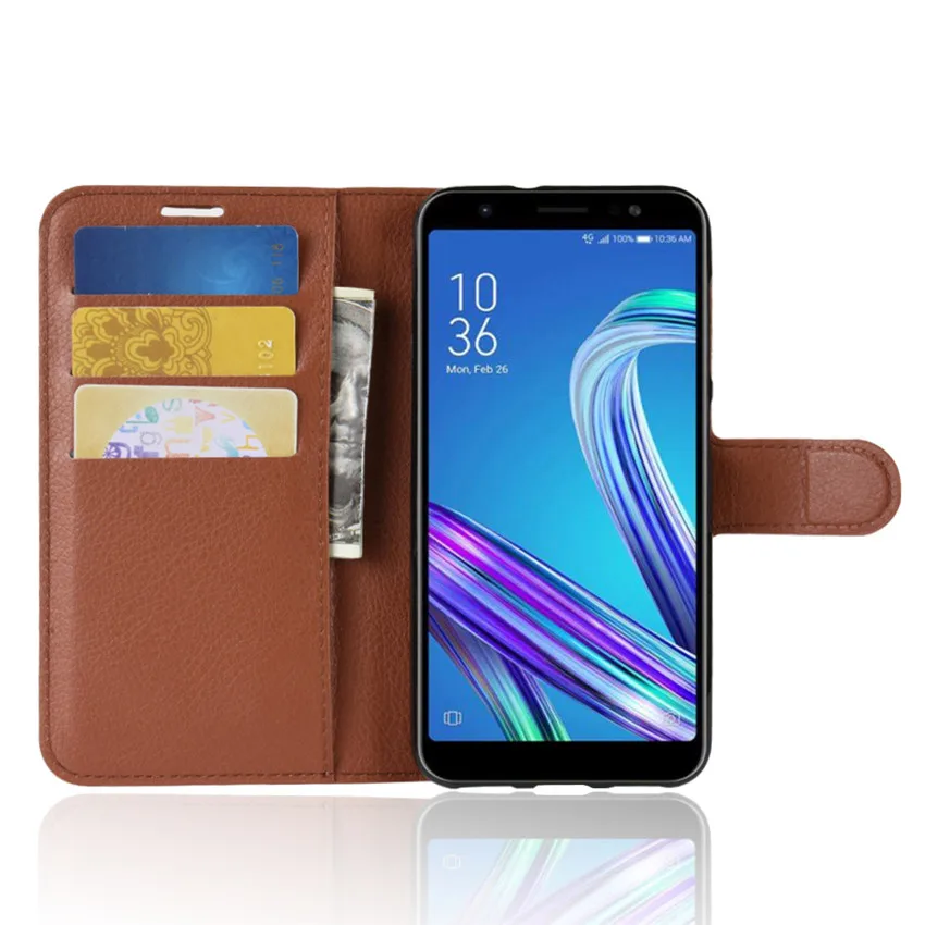 Для Asus Zenfone Max M1 ZB555KL Чехол кожаный флип-чехол для телефона для Asus Zenfone Max M1 ZB555KL кожаный чехол-кошелек с подставкой