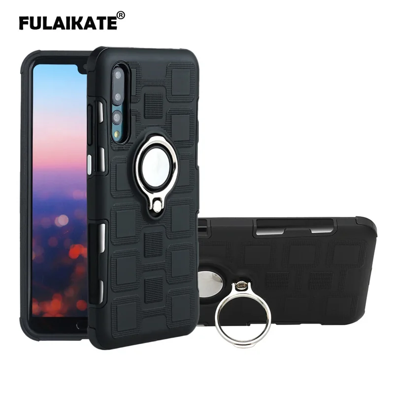 

FULAIKATE Ice Cubes Anti-knock Case for Huawei P20 Pro Ring Stand Back Cover for P20Pro Business Soft Phone Protective Cases