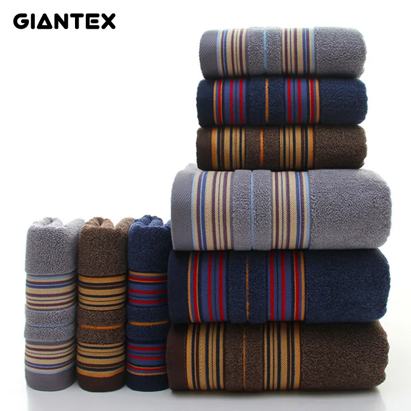 GIANTEX 3 части толще узоров Мягкий хлопок Полотенца комплект Ванная комната