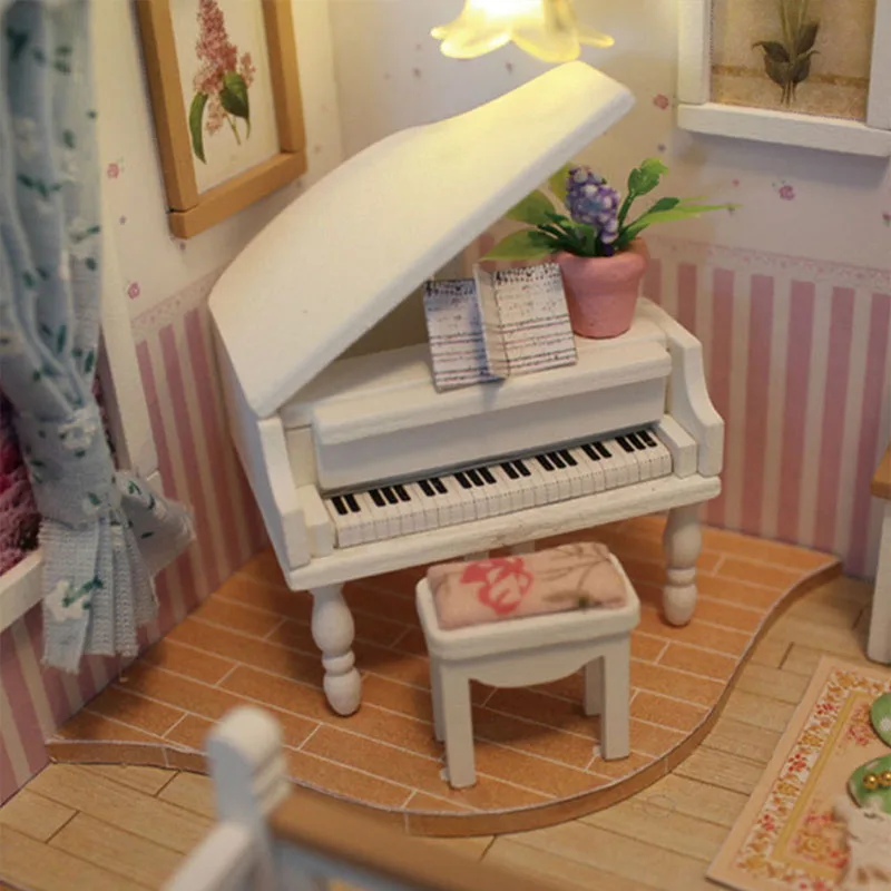 Мини музыкальный кукольный домик миниатюрюра деревянный дом 3D DIY Кукольный