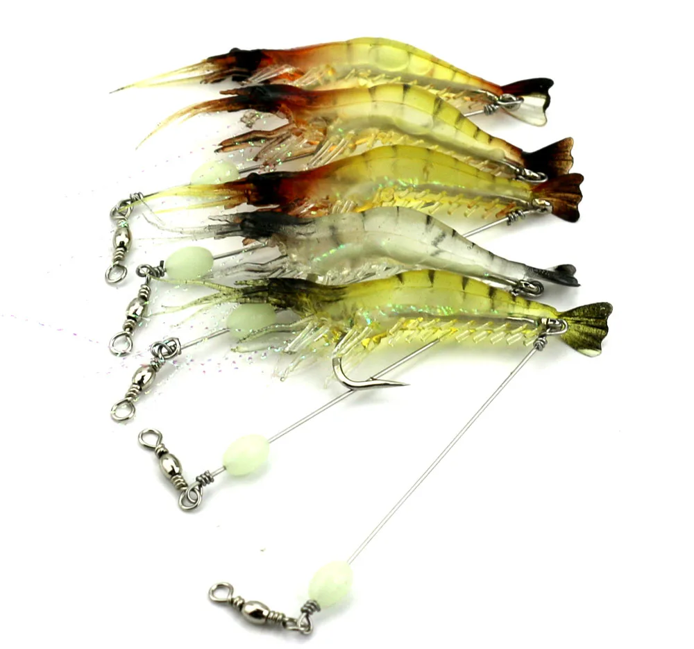 Ночная светящаяся Мягкая приманка для креветок 3D басовая рыболовная снасть