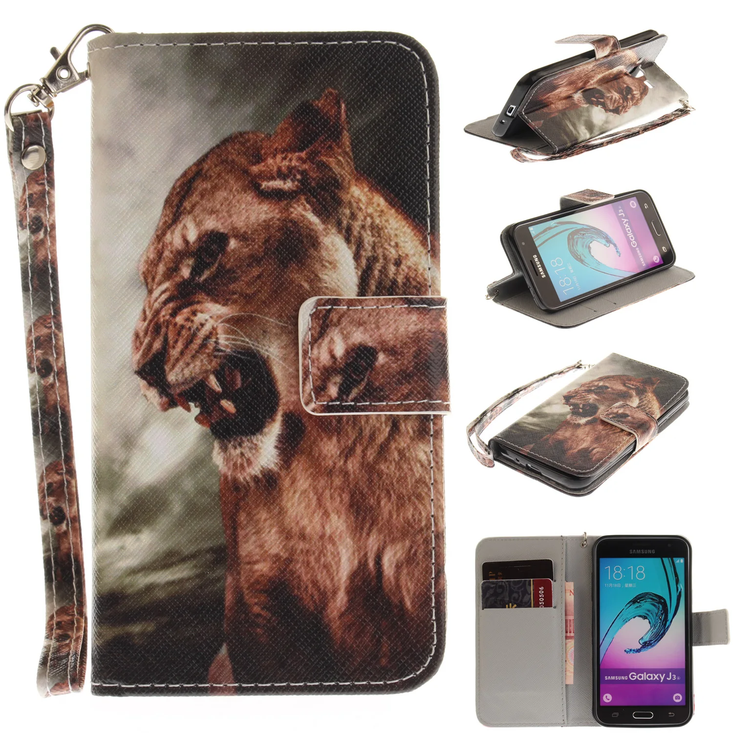Flip Case For Samsung Galaxy J3 2016 J320 J 3 320 Phone Leather Cover SM-J320 SM-J320F SM J320H J320F J320p J320Fn J320F/DS | Мобильные