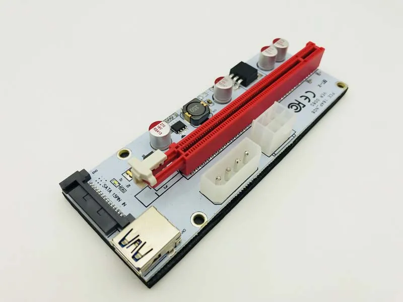 100 шт. PCIE 1X к 16X удлинитель адаптер 008S Riser PCI-E Card SATA 15pin 6pin 4pin источник питания для