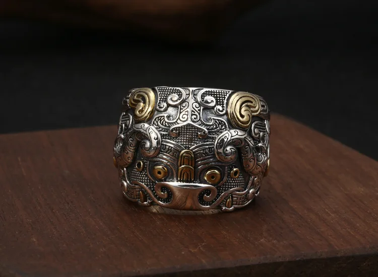 Wholesale S925 Sterling Silver Jewelry Popular Domineering Personality Ring Retro Thai Silver Men's Index Finger Open Ended Ring