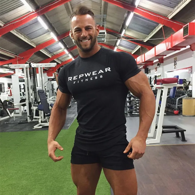 ZFIT Мужская Спортивная хлопковая футболка для бега фитнеса бодибилдинга с