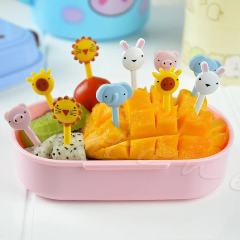 10 шт. животные еда фрукты выбор вилки Bento Ланч-бокс Декор аксессуар