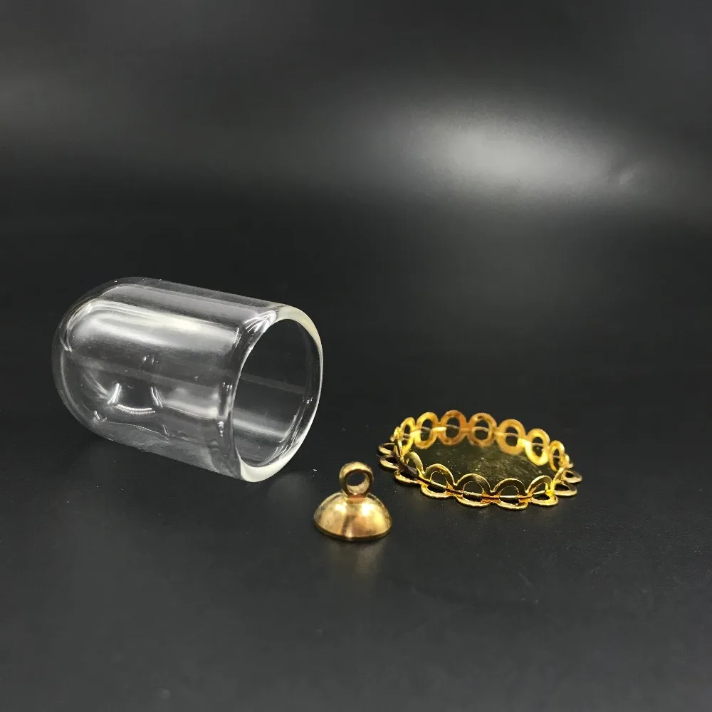30x20mm clear glass tube globe gold color double lace base tray beads cap vial pendant necklace bottle accessories | Дом и сад