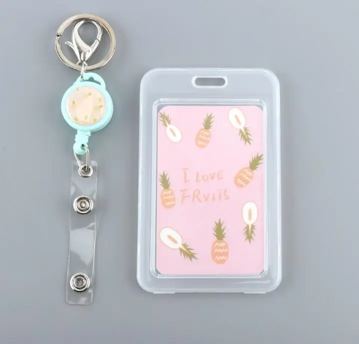 Милый брелок с прозрачным окошком горизонтальный держатель значка Id держатель для карт выдвижной брелок - Цвет: NO.2