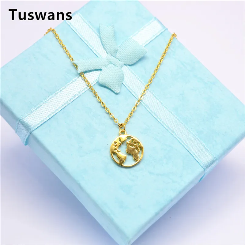 2018 New Fashion Personalized Globe World Map Necklace Earth Day Gift for Best Friends Wanderlust Pendants Real Silver Jewelry | Украшения