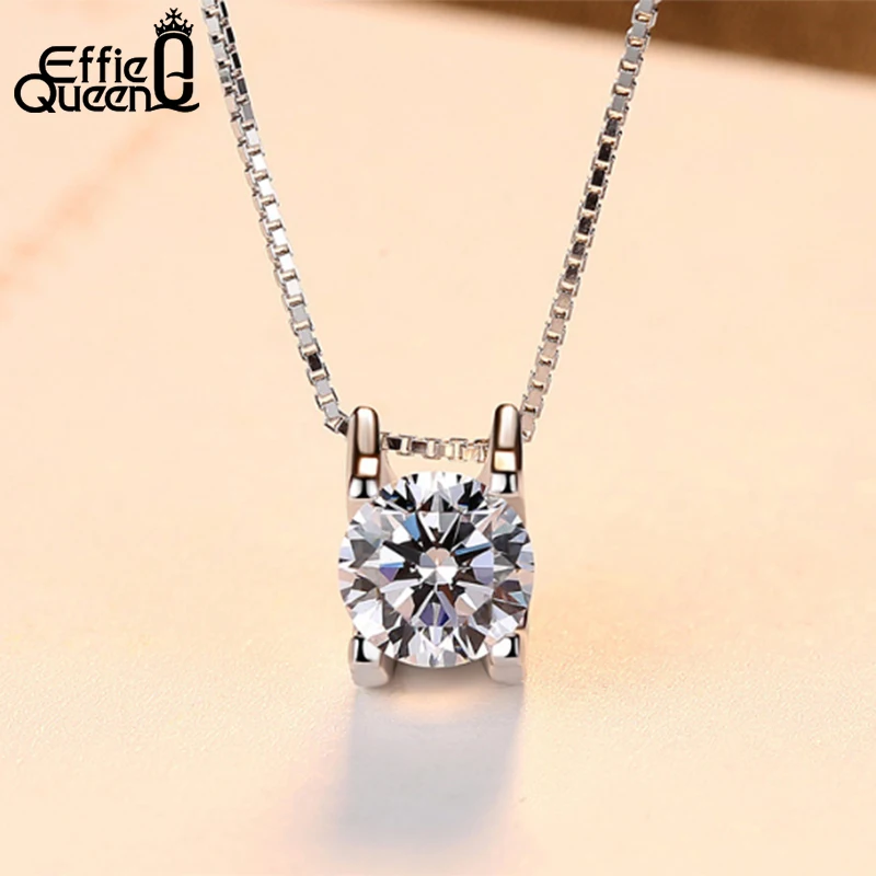 Effie queen модное женское ожерелье с кулоном, Круглый AAA кубический циркон квадратной формы, ожерелье с цепочкой, Женские Ювелирные изделия Kolye WN05