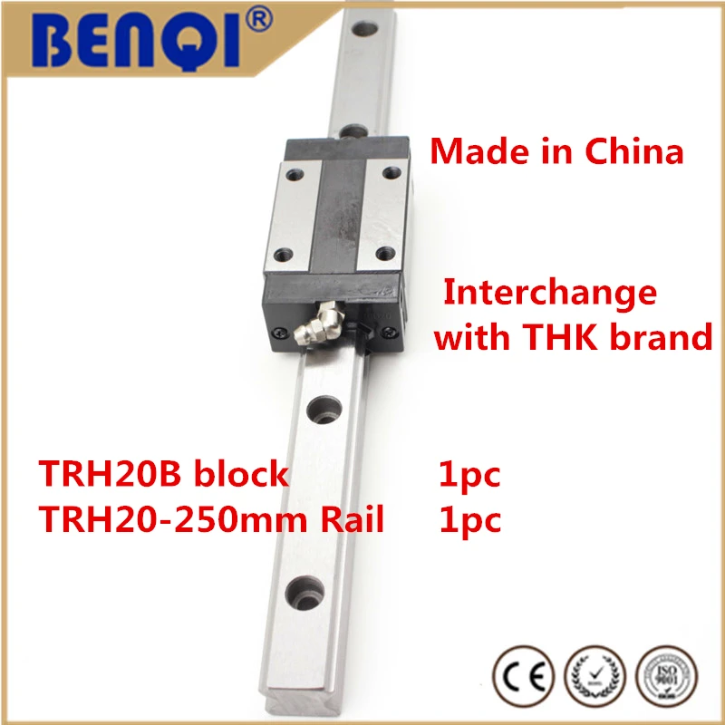 

Free shipping 20mm linear rails TRH20-250mm+TRH20B block interchange with THK brand linear guide made in china