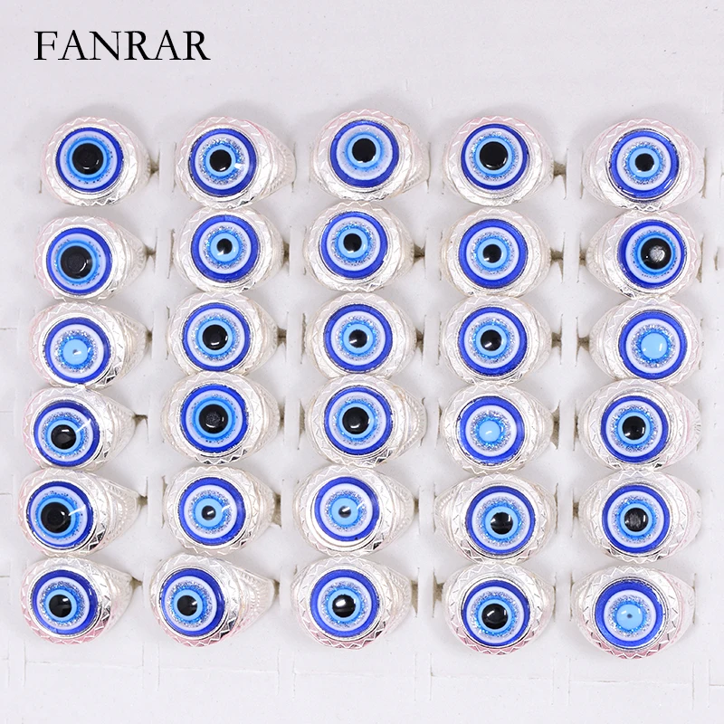 FANRAR, новая мода, 6 шт., сплав, серебряный цвет, проложили голубой глаз, кольцо, турецкое Ювелирное кольцо для женщин, праздничный подарок R018