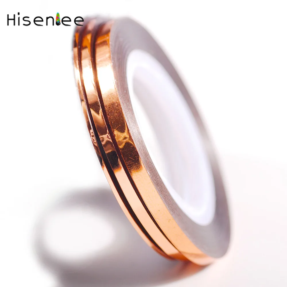Hisenlee 3 рулонов 1 мм 2 мм 3 мм Nail Art Блеск съемная лента для линии, полосы инструменты для украшения ногтей клей наклейки для маникюра - Цвет: bronze