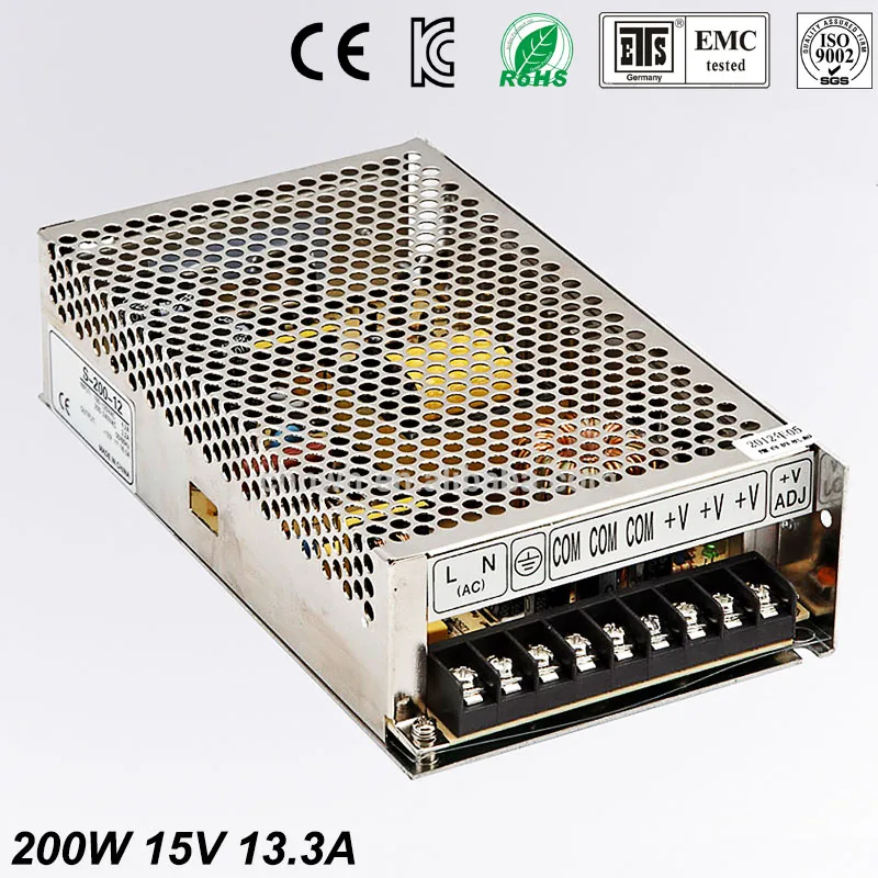 Universal15V13.3A 200 Вт Регулируемый импульсный источник питания Transformer100 240V переменного