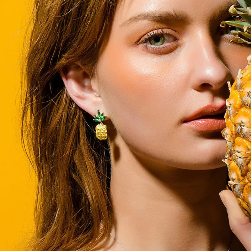 Женские серьги в стиле ананаса choucong свадебные вечерние гвоздики из