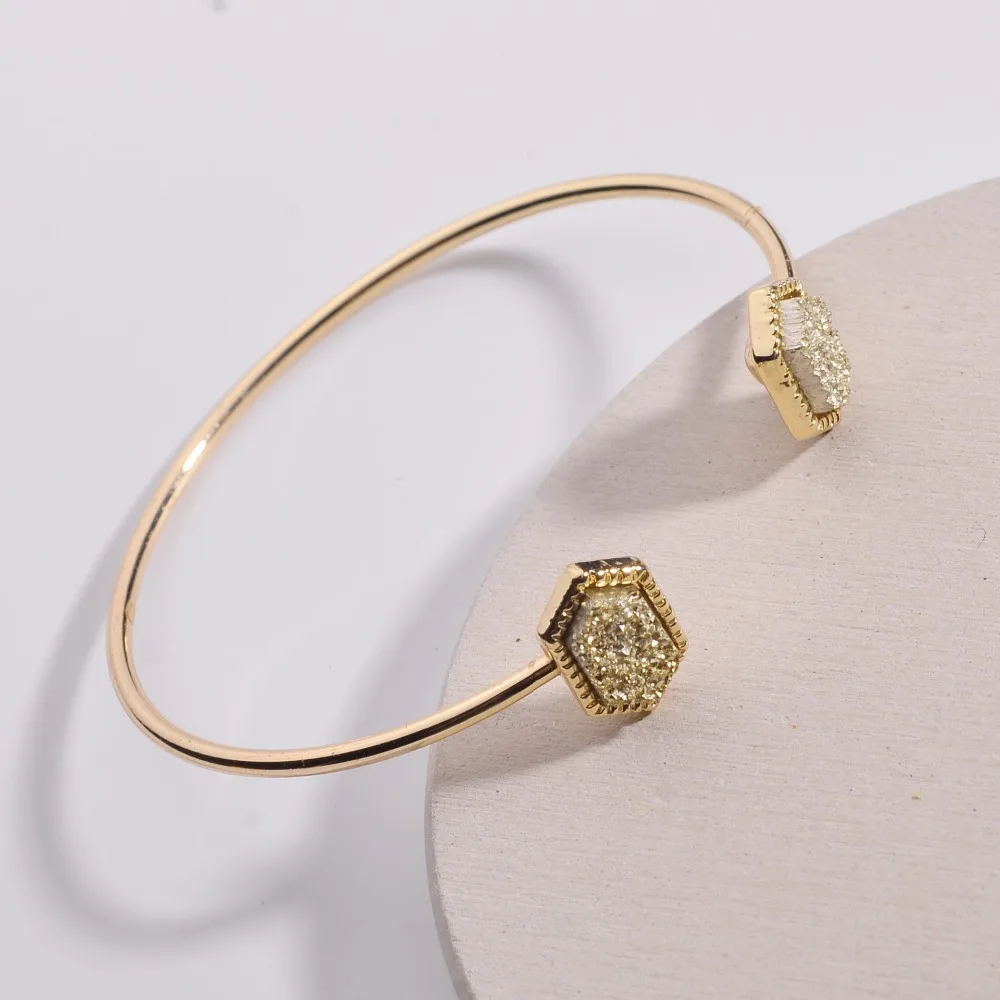 HUIDANG 5 colors Pointing Druzy Resin Quartz Stone Bangles for Women | Украшения и аксессуары