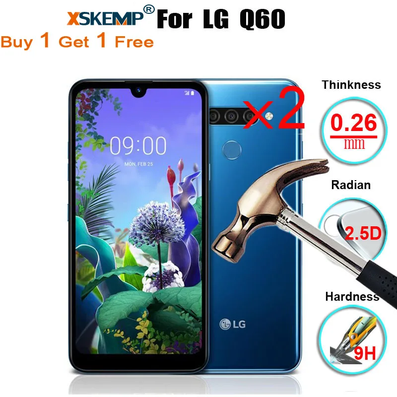 XSKEMP 2 шт./лот 9H 2.5D Премиум твердое закаленное стекло для LG Q60 ультра тонкий