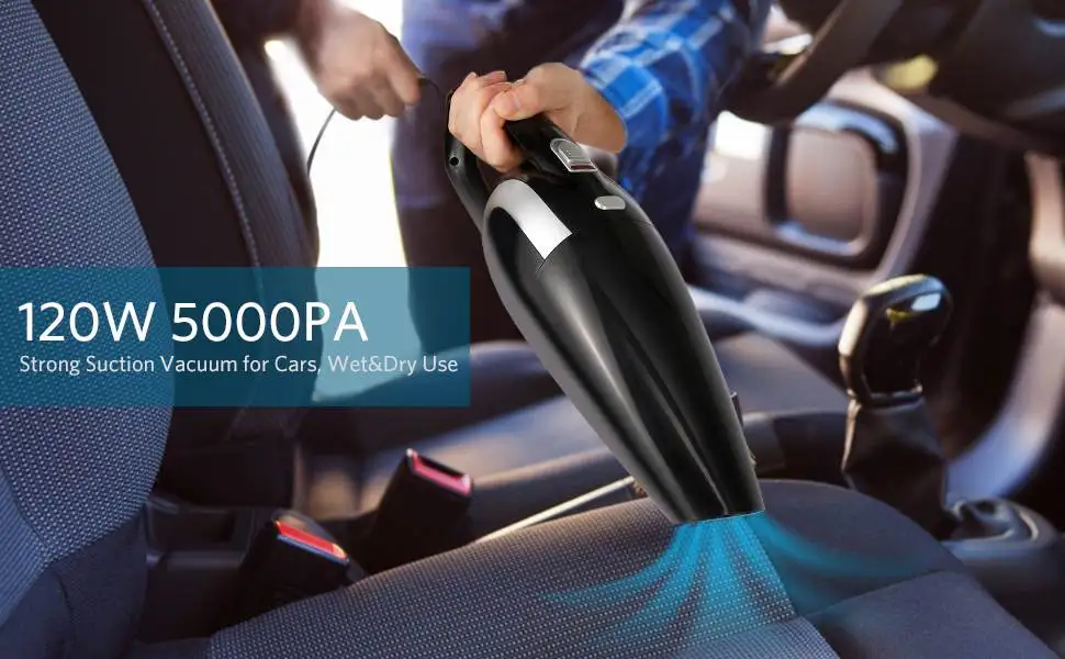 Tsumbay 12V портативный автомобильный пылесос 5000pa 120W мощный всасывающий ручной автомобильный пылесос для влажной и сухой эксплуатации с длинным шнуром 14,8 футов