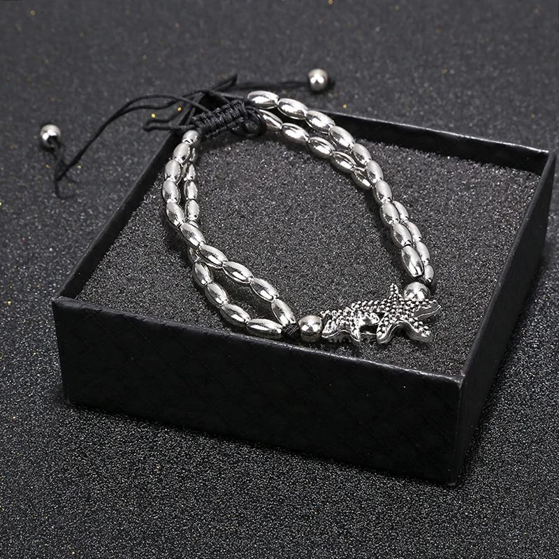 YAOLOGE Hot Sale Retro Ethnic Double layer Metal Beads Foot Decoration Fashion Starfish Beach Anklet Bohemian Style For Women | Украшения и