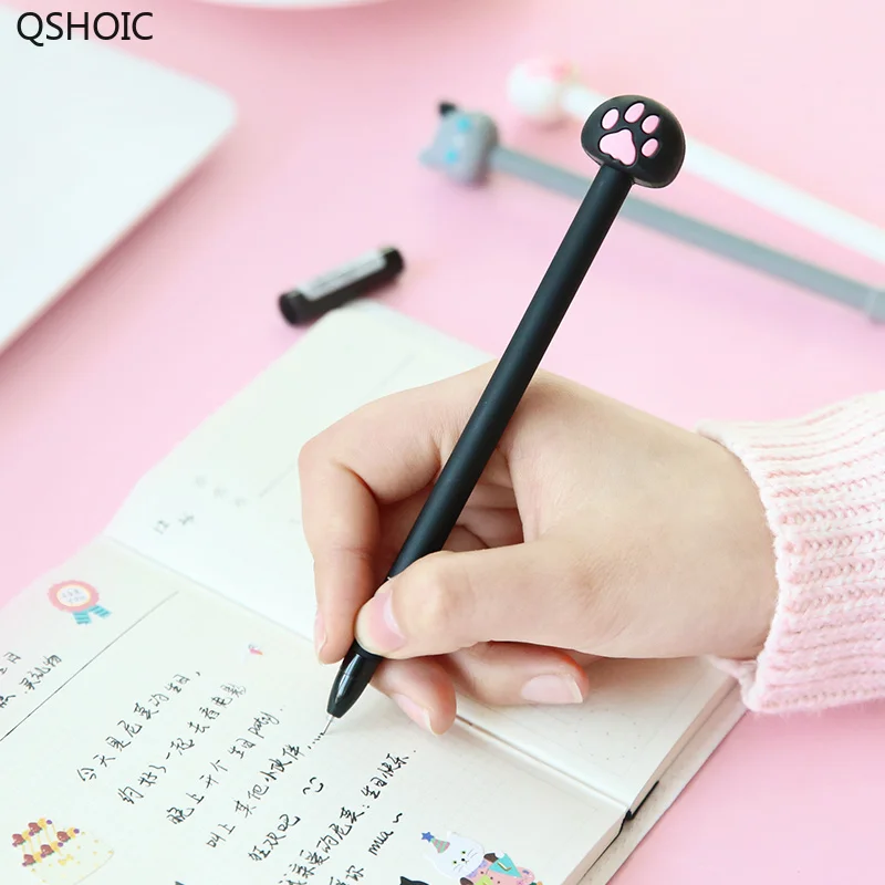 42 Pcs/Lot Kawaii Cat Pen Cute Claw Gel Pens 0.5mm Ballpoint Black Color Lovely Kitties Stationery Office School Supplies | Канцтовары