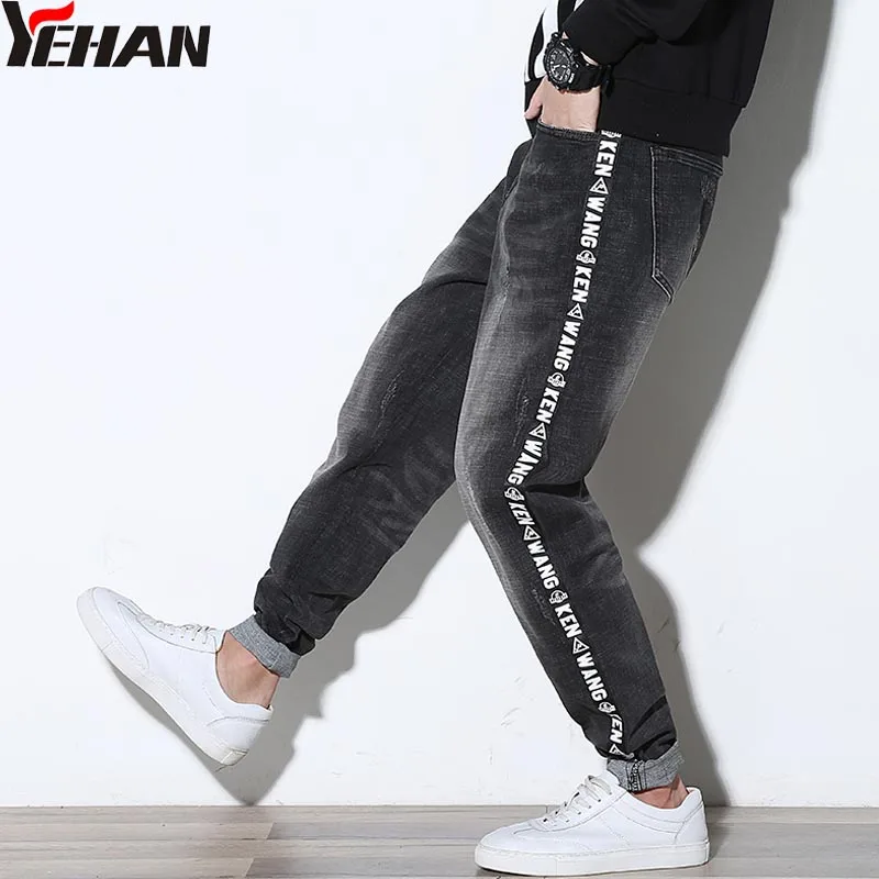 Yehan мужские серые джинсы большого размера мешковатые джинсы-шаровары с принтом