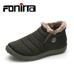 FONIRRA мужские зимние ботинки, сплошной цвет, теплая ткань, без шнуровки, ботильоны для мужчин, зимняя Уличная обувь, большой размер 38-48 261