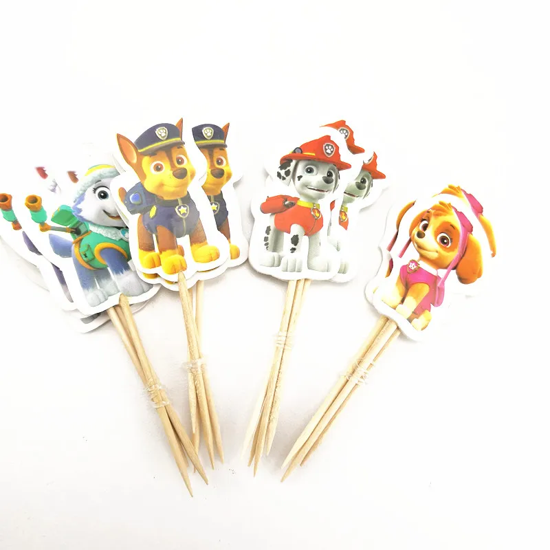 PAW Patrol кружки 12/24 шт Paw Puppy Cake bord Cupcake Топпер десертная шляпа-торт бумажный флаг