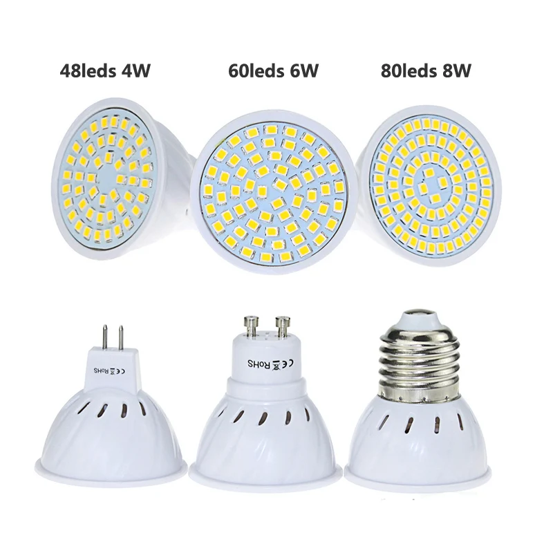 1 шт. 4 Вт 6 8 ампулы светодиодный MR16 GU10 E27 Прожектор Лампа 110 В 220 48 60 80 s SMD 2835 Чип