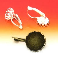 20pcs 10mm earring hooks round silverantique bronze cabochon cameo tray settings earring blank base supplies for jewelry