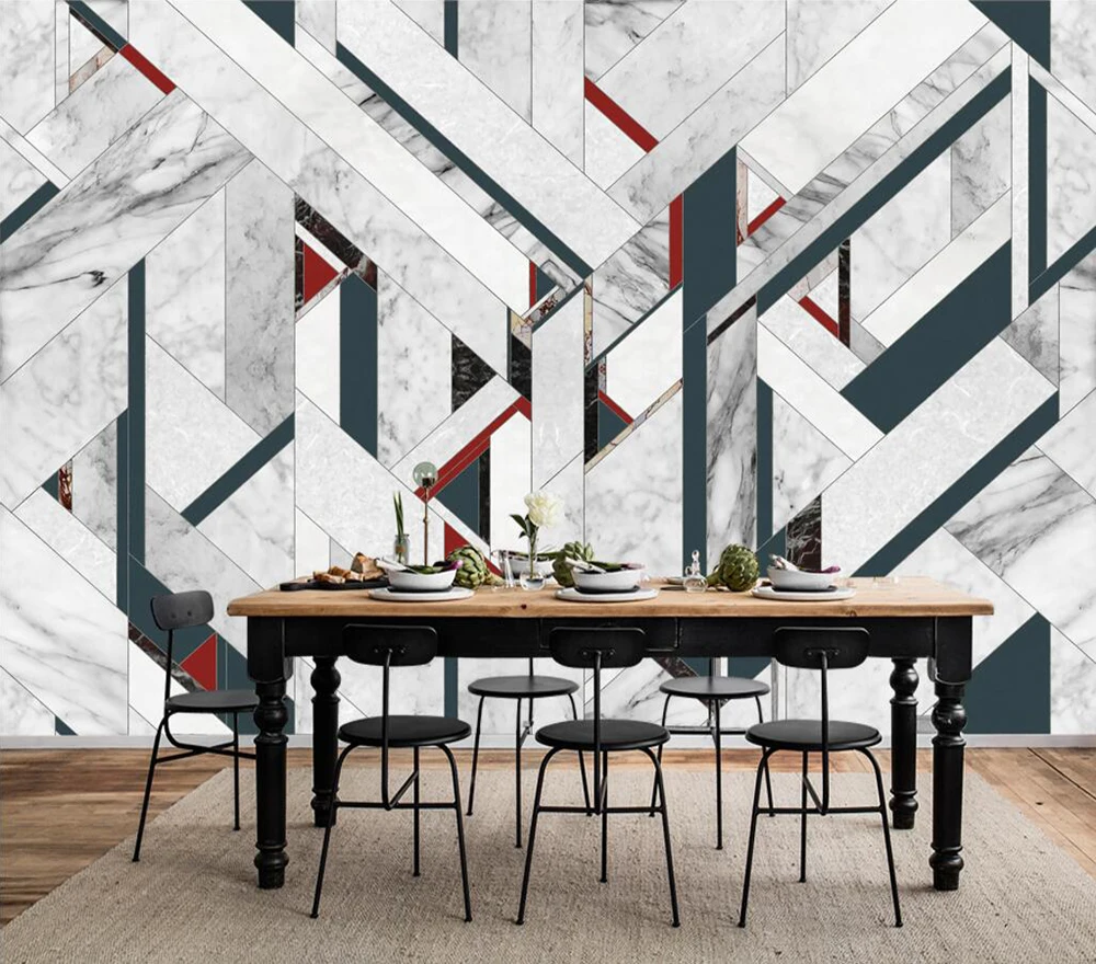 Custom wallpaper Retro geometric shapes color block background wall | Обустройство дома