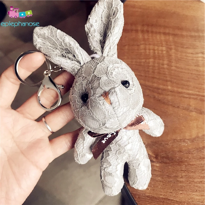 Кролик kawaii плюшевый брелок с кружевным бантом мягкие милые зайчики длинными