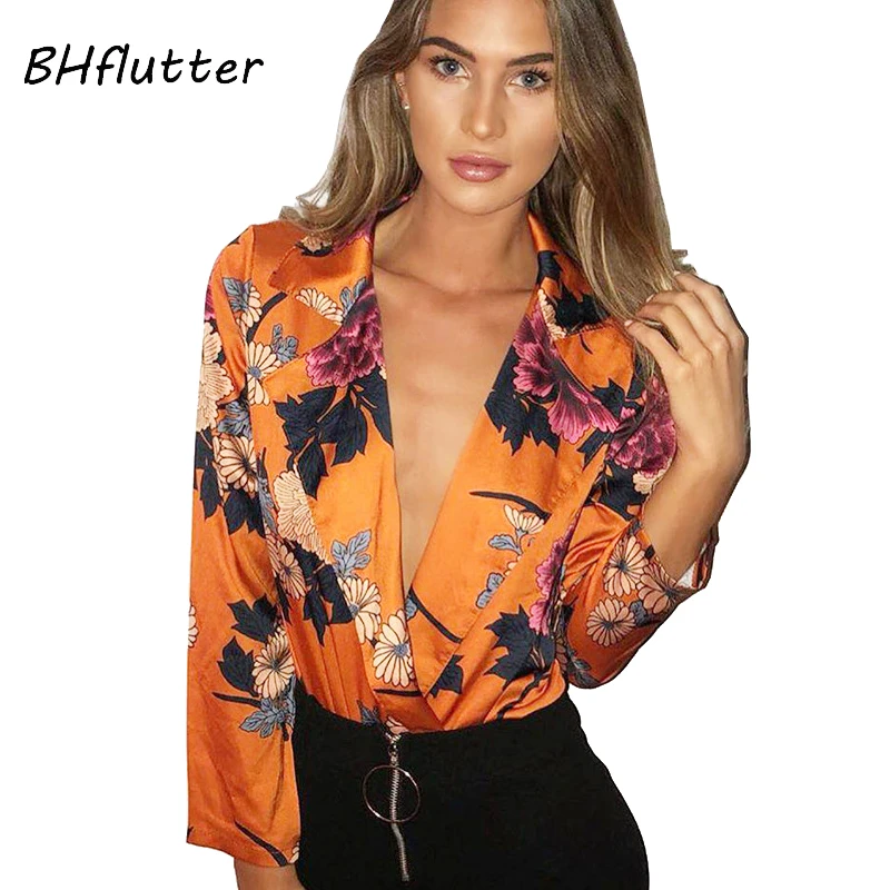 Женский комбинезон с длинным рукавом BHflutter повседневный цветочным принтом и