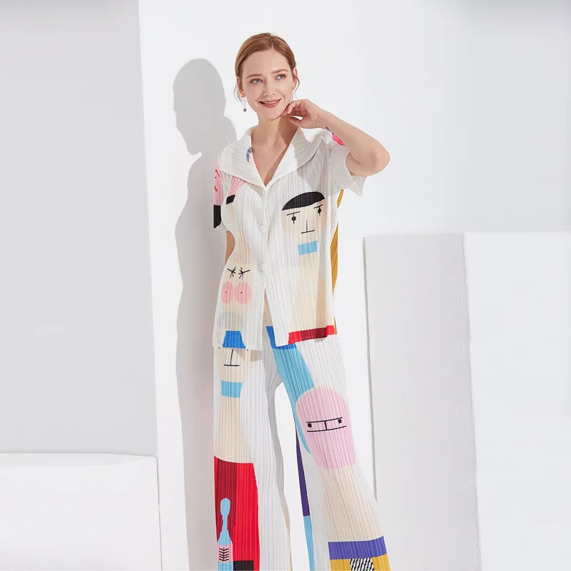 Женский комплект со штанами LANMREM рубашка с отложным воротником и прямые