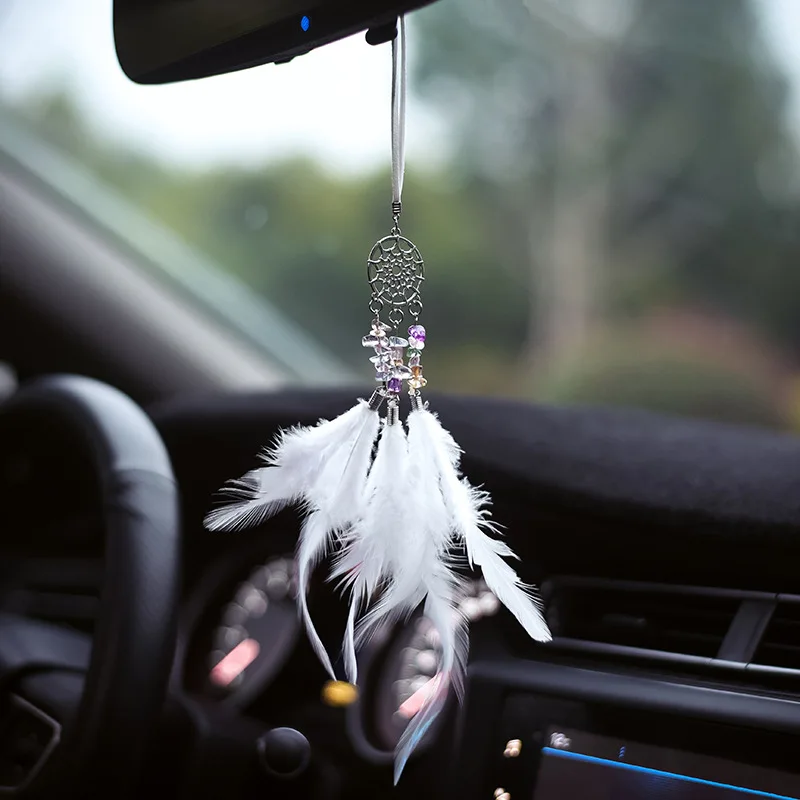 

Dream catcher Bohemian style vintage gravel feather blue green dream catcher with the same sweater women necklace jewelry