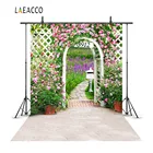 Laeacco фотостудия, настраиваемый фотостудия, весенний сад, цветы, арка, дверь