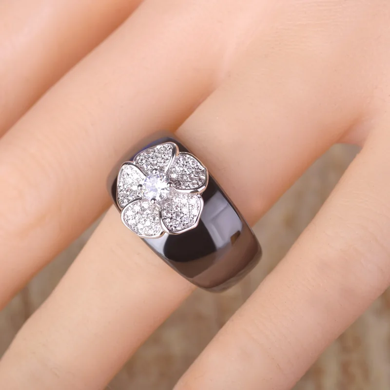 Женский комплект украшений с большим цветком набор из кольца и сережек медные