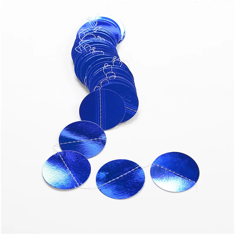 Ярко-голубые блестящие круги в горошек Звездные гирлянды бумажные подвесные